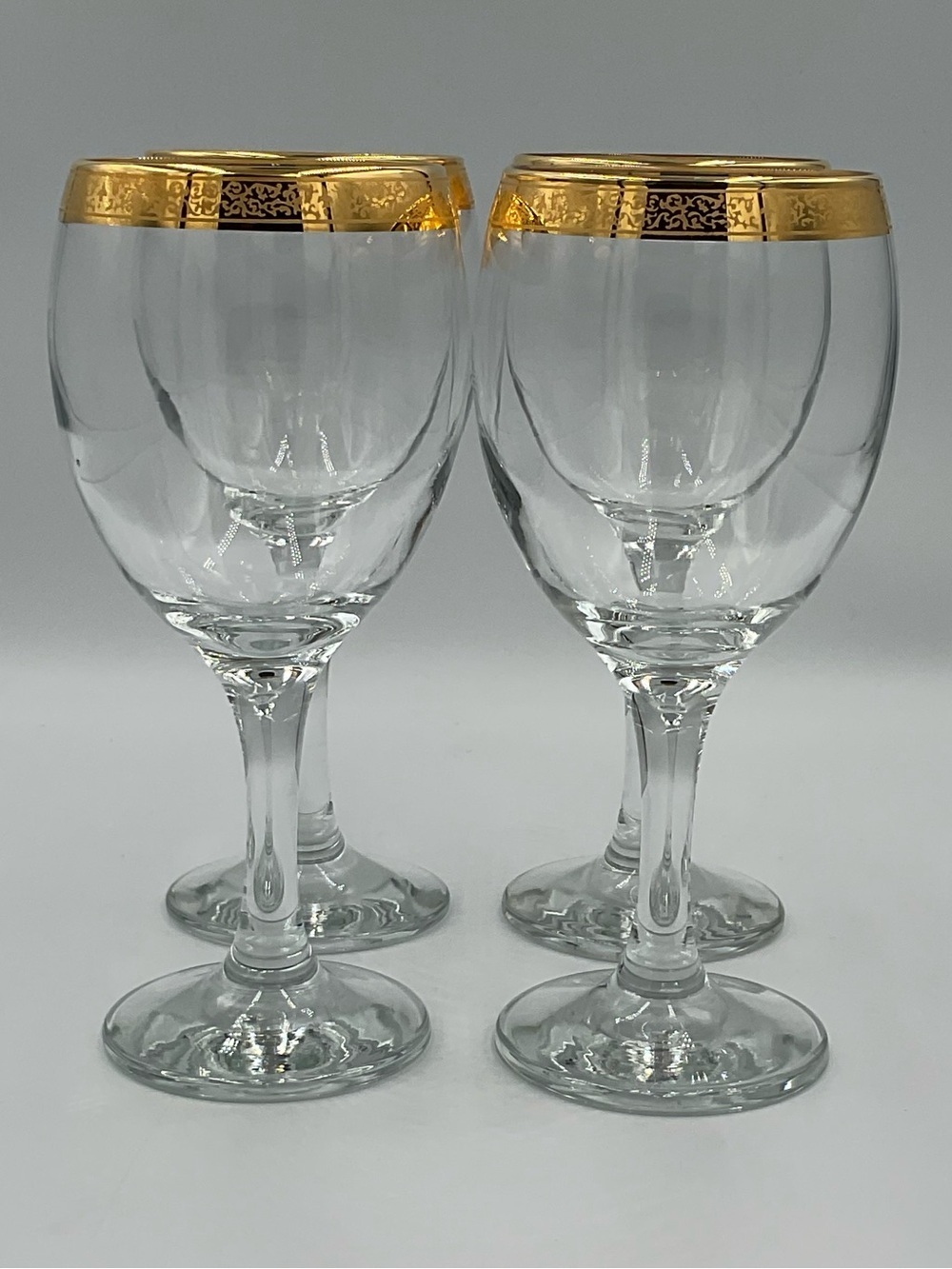Vintage Home Essentials IMPERIAL Water Goblets 24k Gold Filigree Band- Set of 4